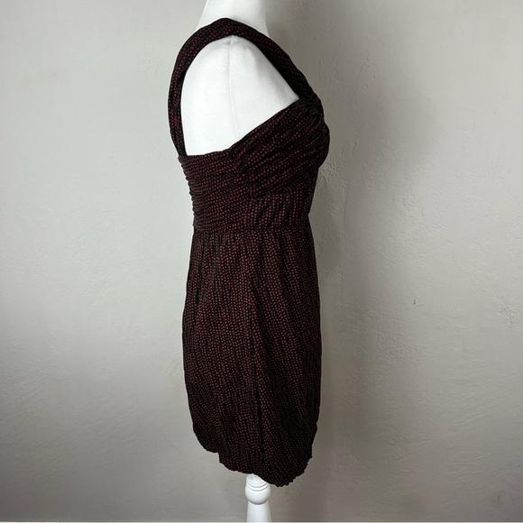 Alexis Luksa‎ One Shoulder Heart Print Pleated Black Mini Dress Size Medium - Picture 7 of 10